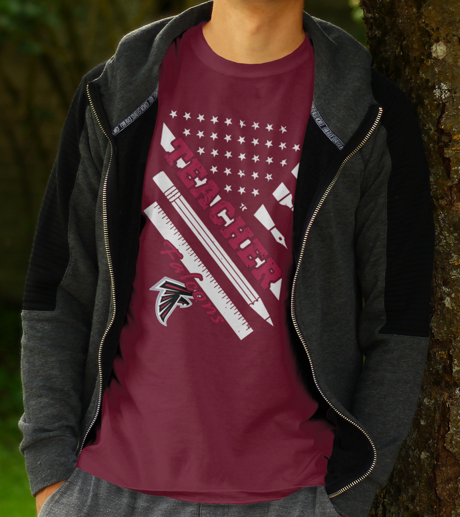 Atlanta Falcons Teacher Stars And Stationery Theme T-Shirt