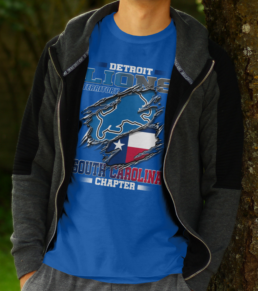 Detroit Lions Territory South Carolina Chapter Texas Flag T-Shirt