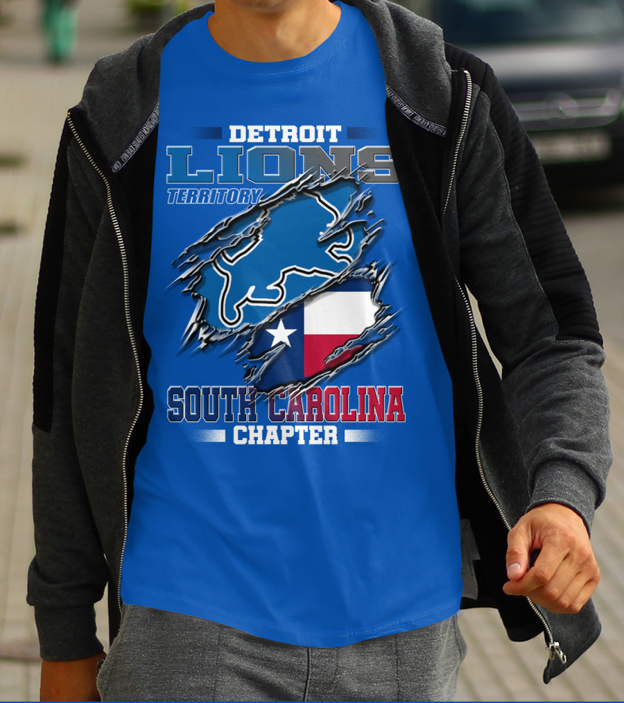 Detroit Lions Territory South Carolina Chapter Texas Flag T-Shirt