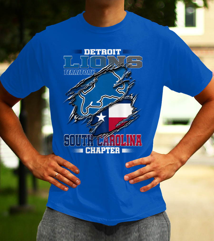 Detroit Lions Territory South Carolina Chapter Texas Flag T-Shirt