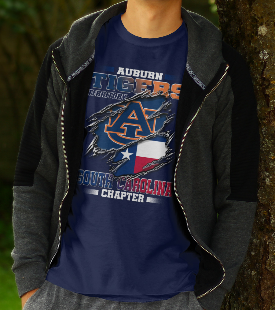 Auburn Tigers Territory South Carolina Chapter Texas Flag Icons T-Shirt