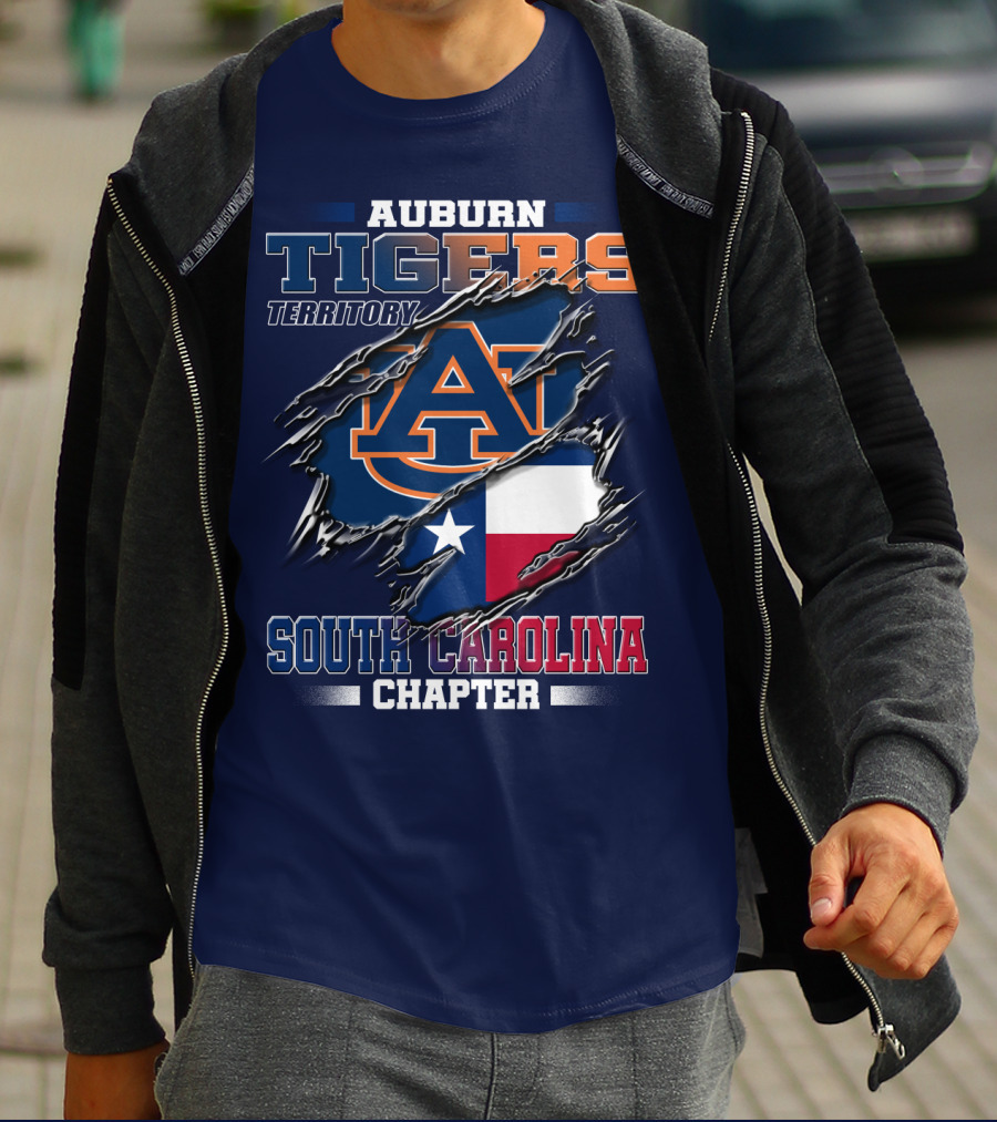 Auburn Tigers Territory South Carolina Chapter Texas Flag Icons T-Shirt