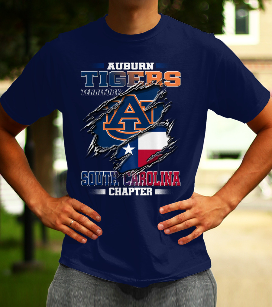 Auburn Tigers Territory South Carolina Chapter Texas Flag Icons T-Shirt