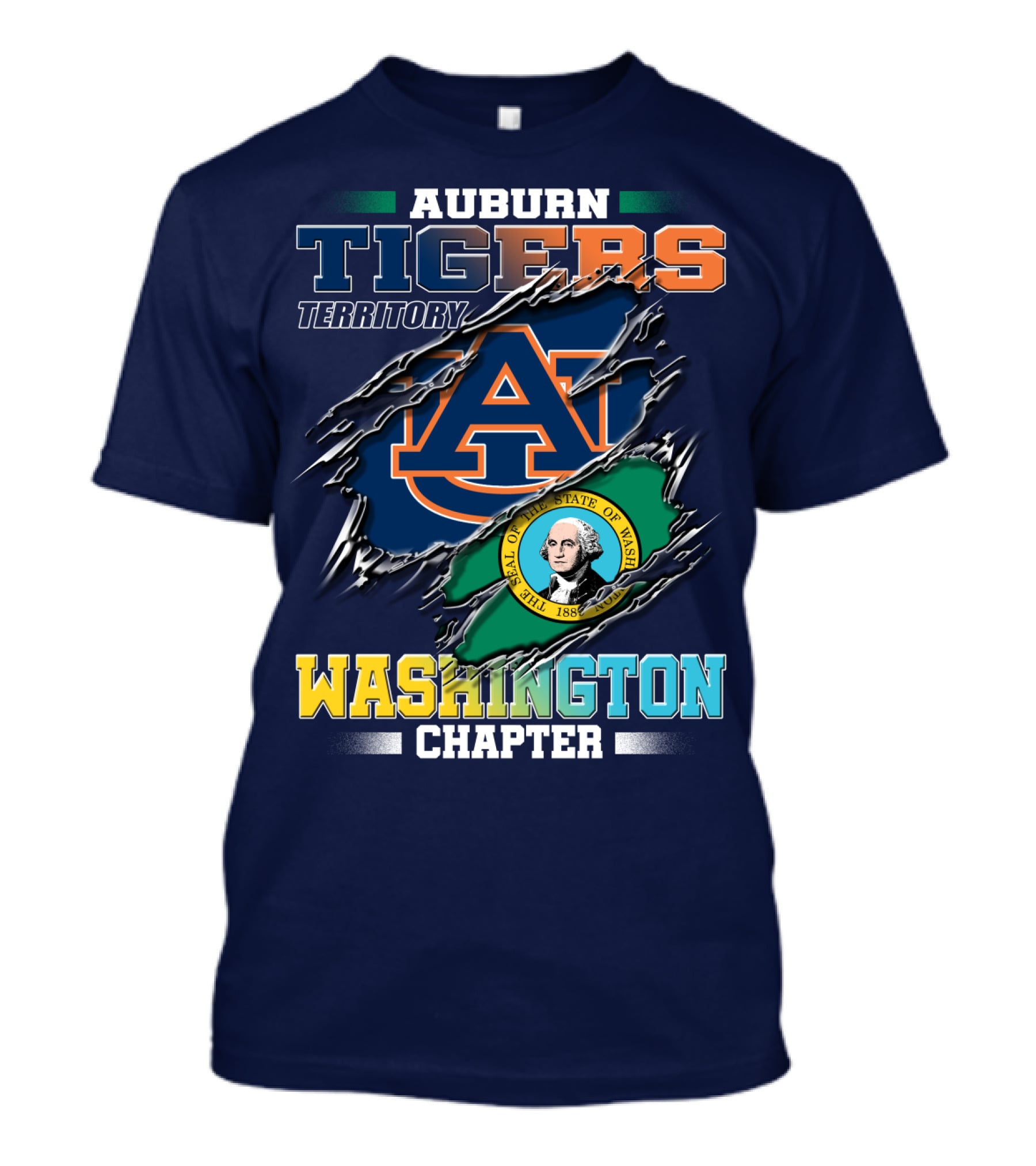 Auburn Tigers Territory Washington Chapter Seal Of Washington T-Shirt