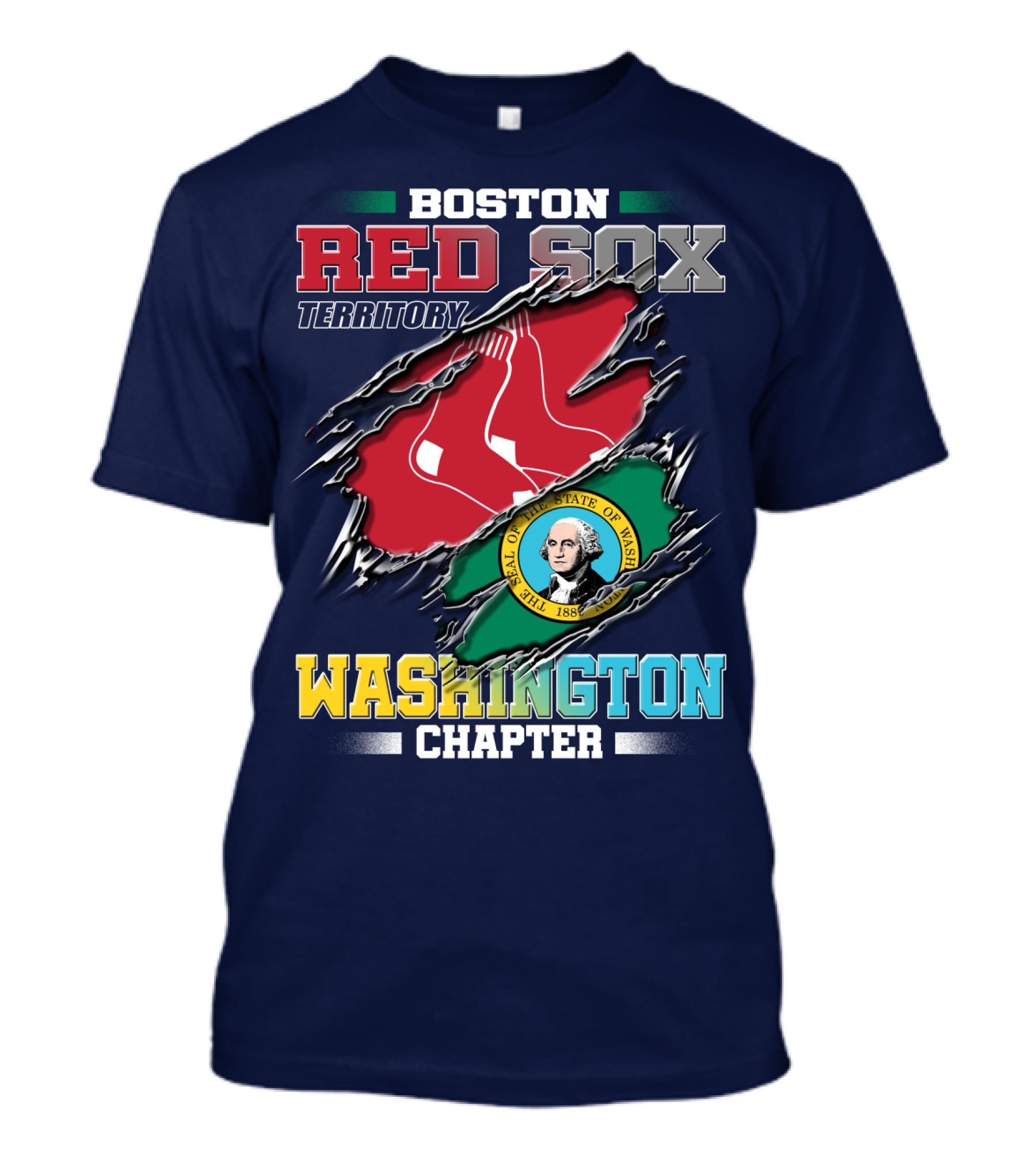 BOSTON RED SOX TERRITORY WASHINGTON CHAPTER SEAL OF THE STATE OF WASHINGTON T-Shirt