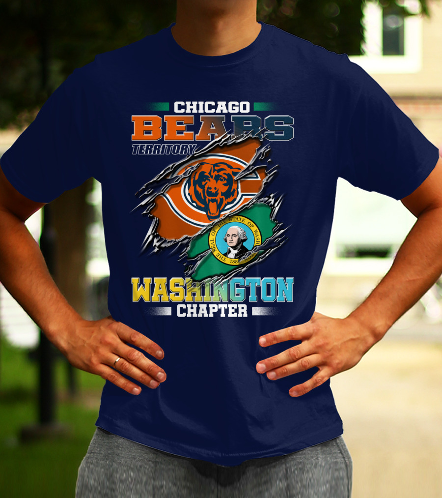 Chicago Bears Territory Washington Chapter State Flag T-Shirt