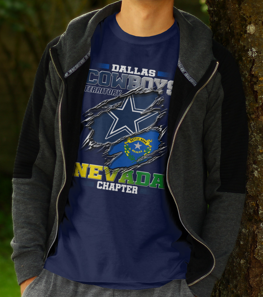 Dallas Cowboys Territory Nevada Chapter Battle Born Star Flag T-Shirt