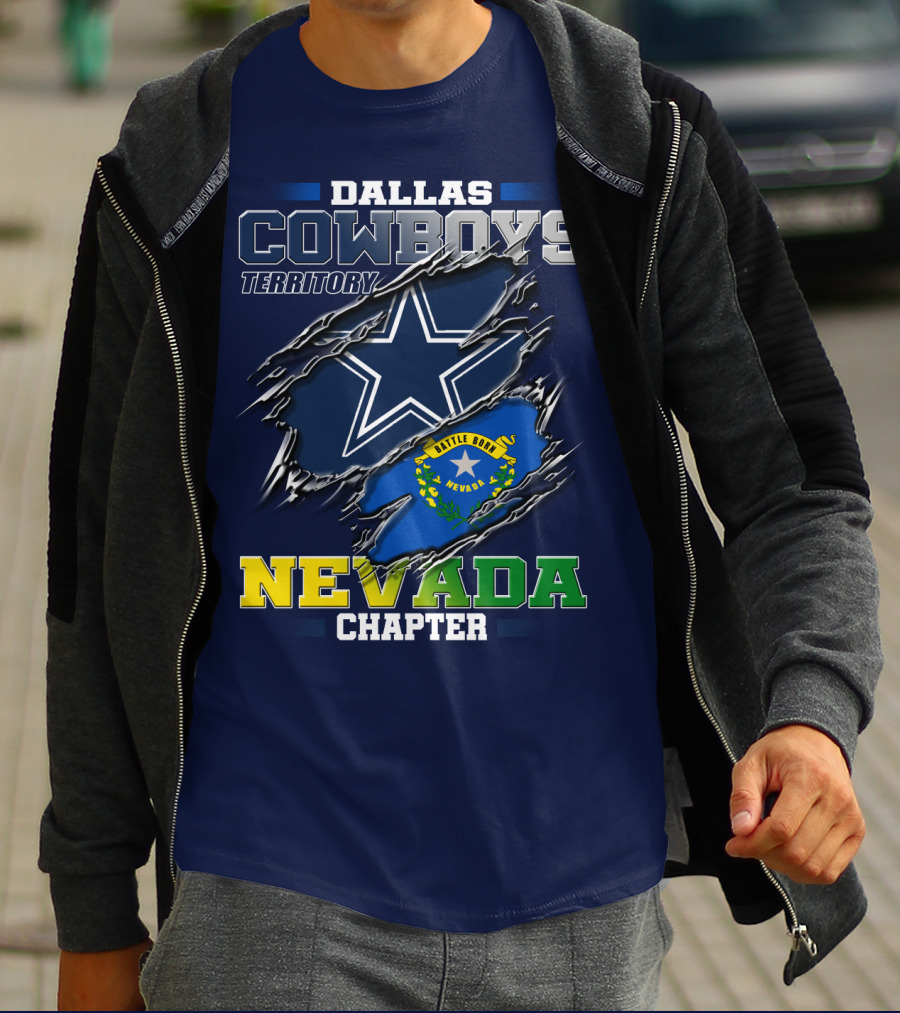 Dallas Cowboys Territory Nevada Chapter Battle Born Star Flag T-Shirt
