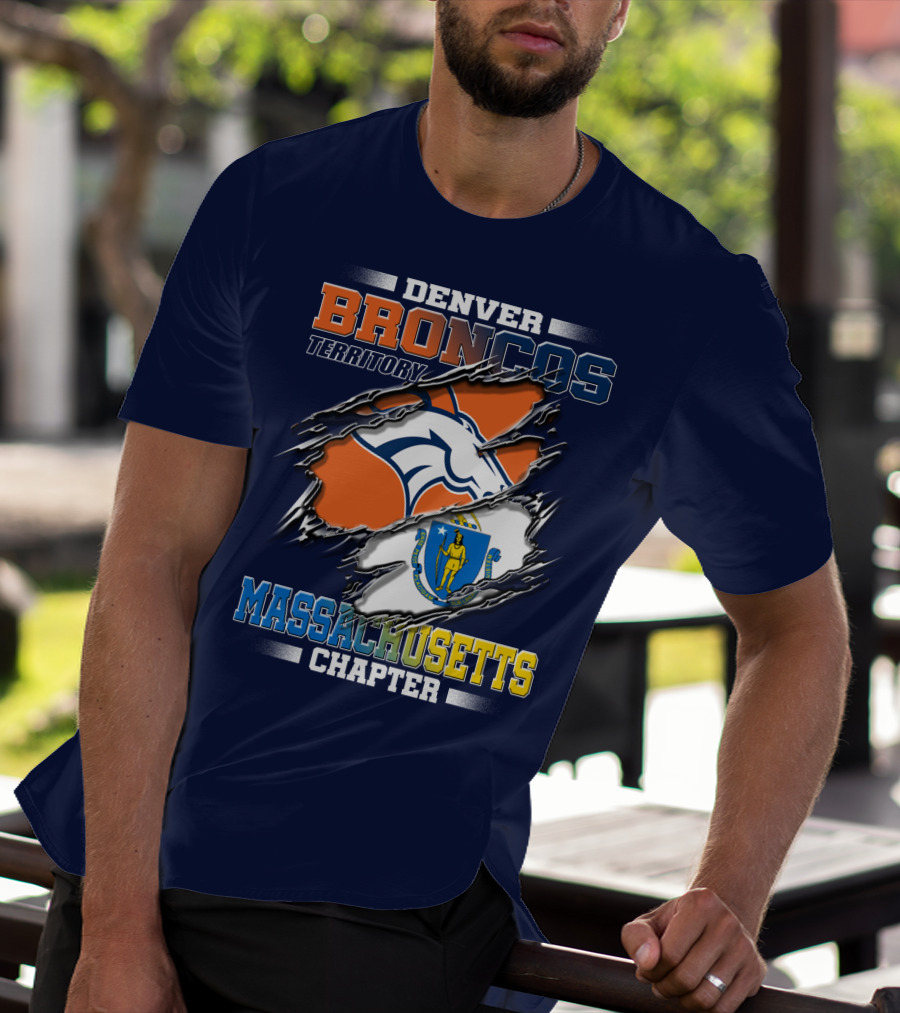 Denver Broncos Territory Massachusetts Chapter Flag T-Shirt