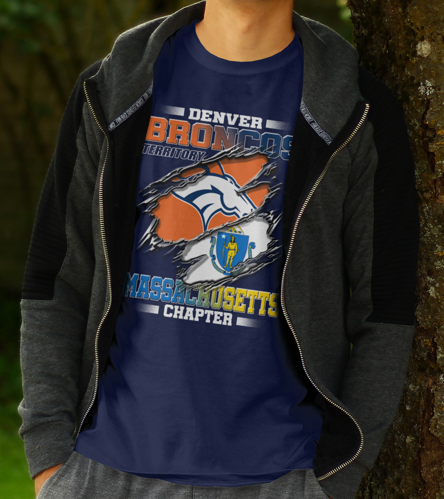 Denver Broncos Territory Massachusetts Chapter Flag T-Shirt
