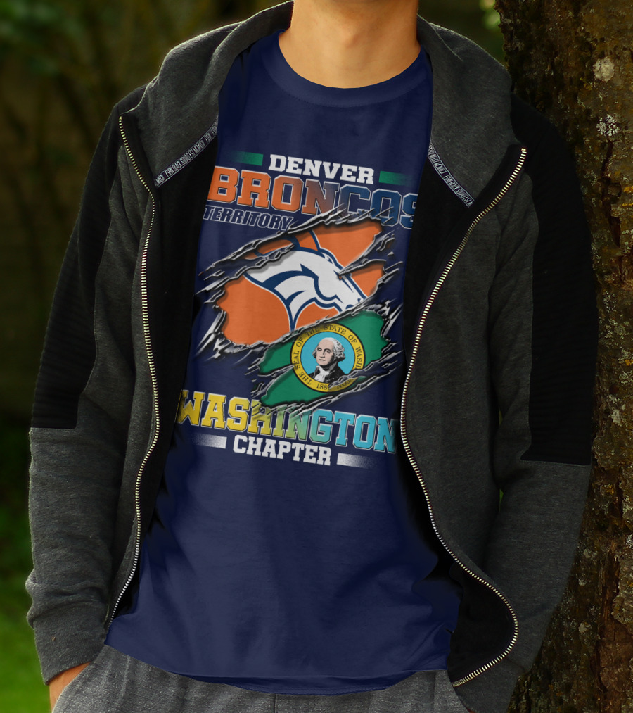 Denver Broncos Territory Washington Chapter Seal Of State Of Washington T-Shirt
