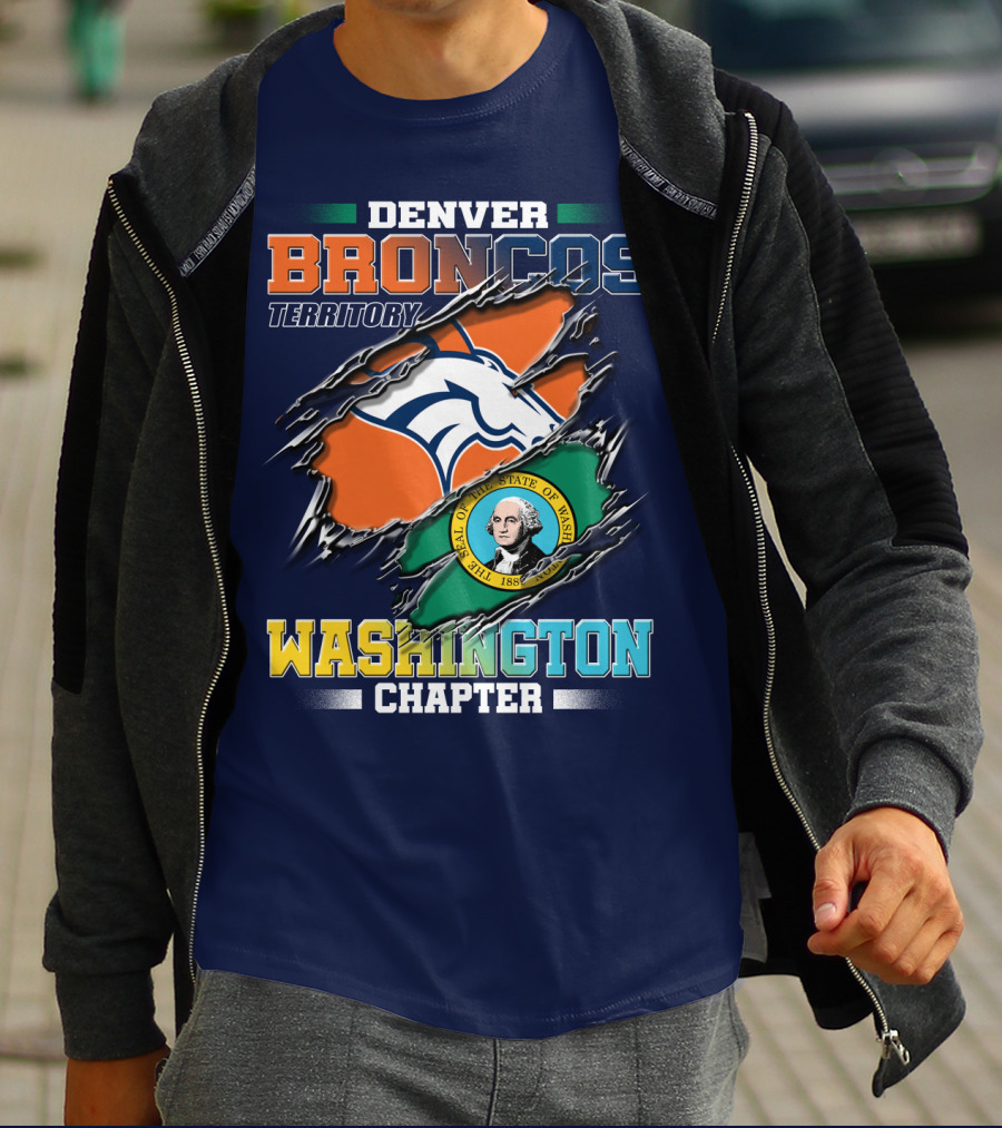 Denver Broncos Territory Washington Chapter Seal Of State Of Washington T-Shirt