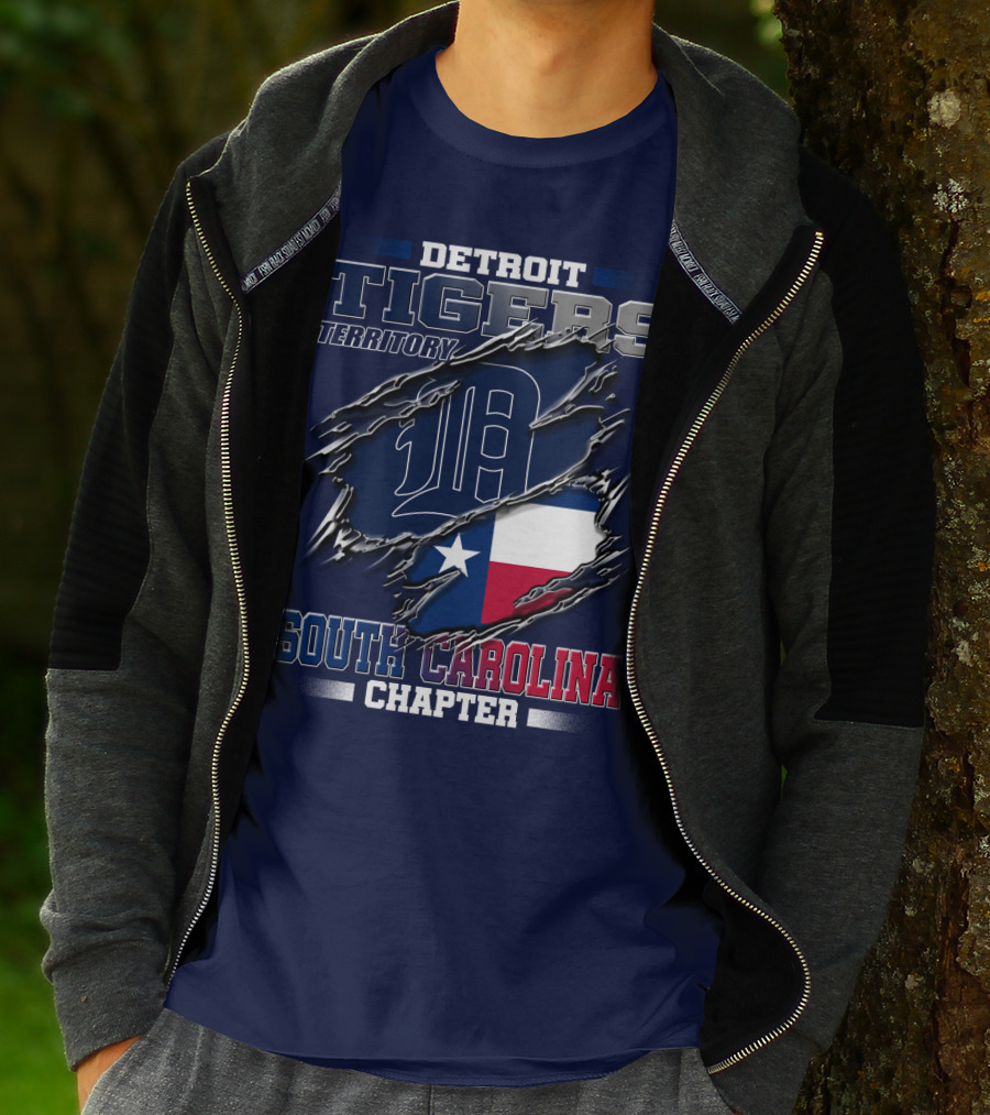 Detroit Tigers Territory South Carolina Chapter Texas Flag T-Shirt