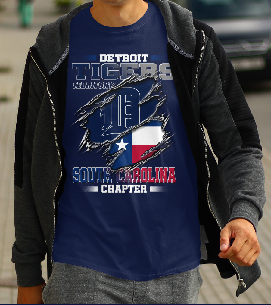 Detroit Tigers Territory South Carolina Chapter Texas Flag T-Shirt