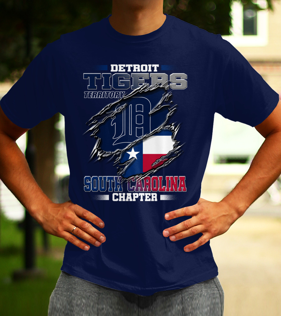 Detroit Tigers Territory South Carolina Chapter Texas Flag T-Shirt