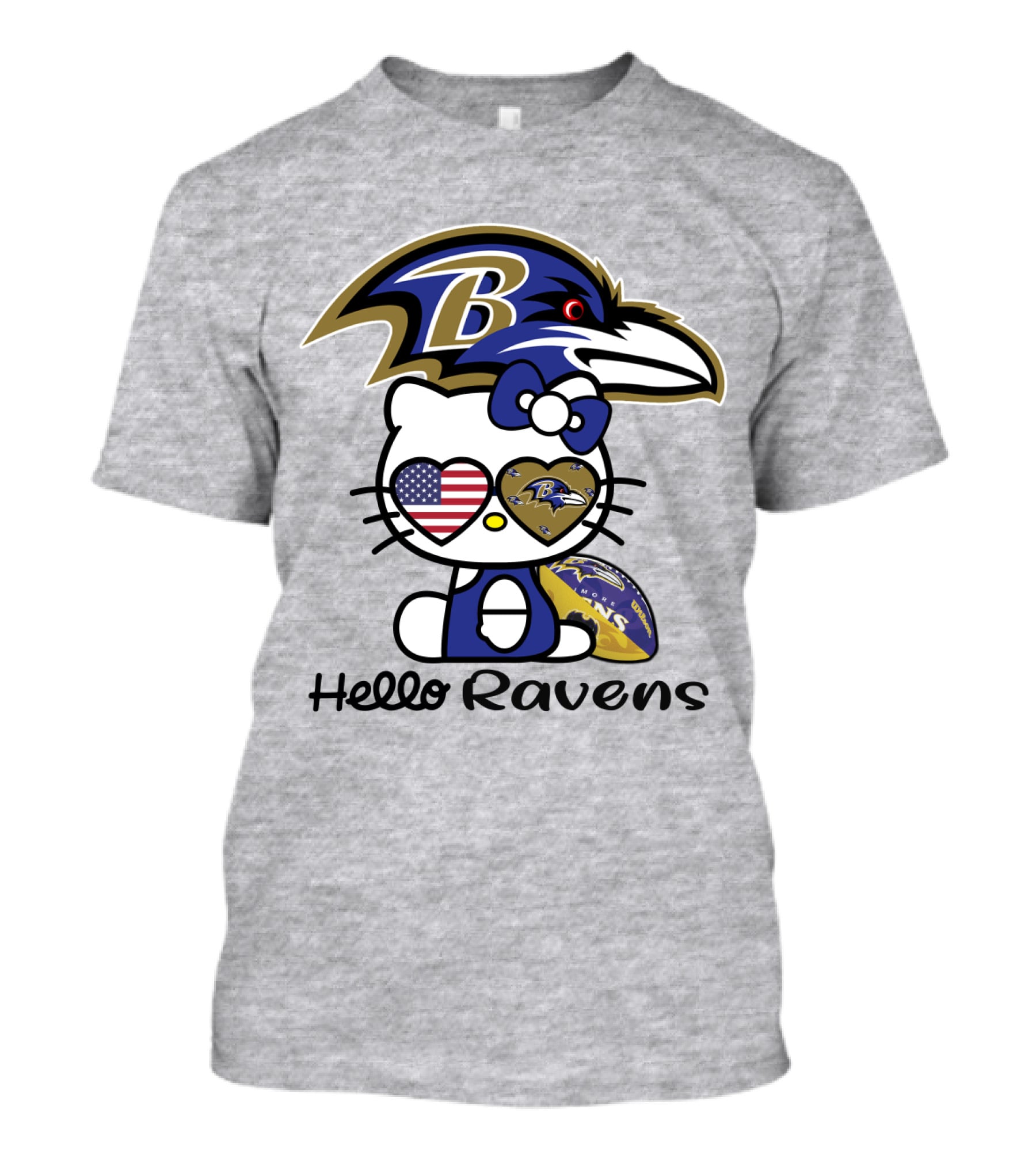 Hello Ravens Football Baltimore Ravens Hello Kitty T-Shirt
