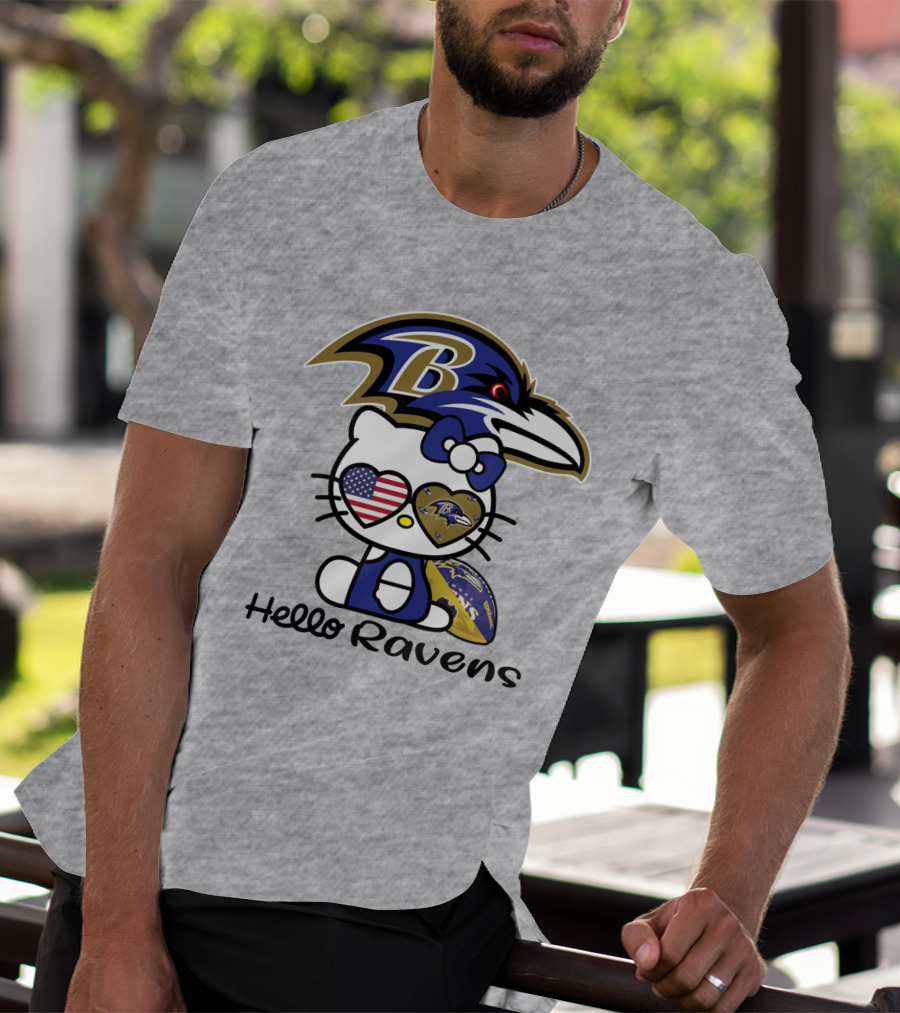 Hello Ravens Football Baltimore Ravens Hello Kitty T-Shirt