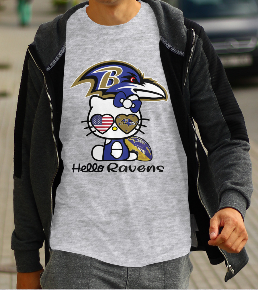 Hello Ravens Football Baltimore Ravens Hello Kitty T-Shirt