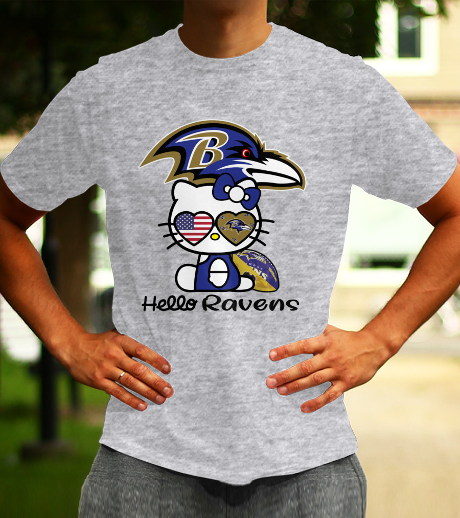 Hello Ravens Football Baltimore Ravens Hello Kitty T-Shirt