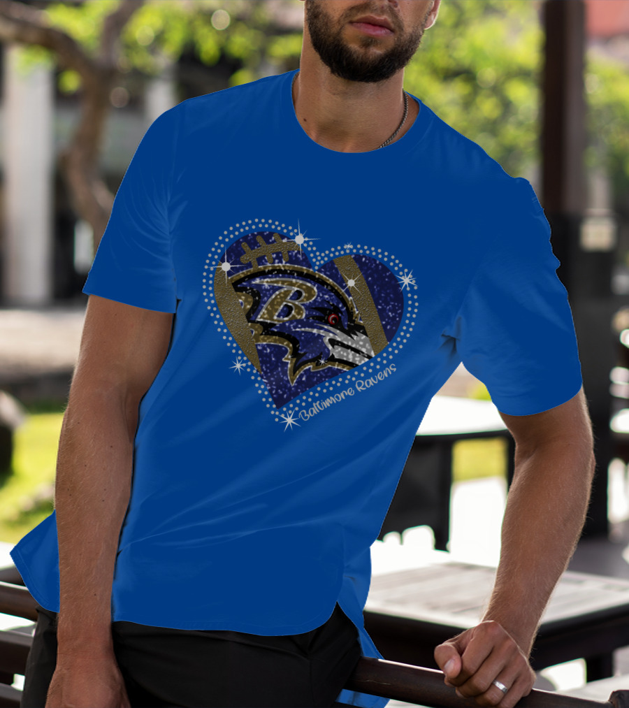 Baltimore Ravens Heart Football T-Shirt