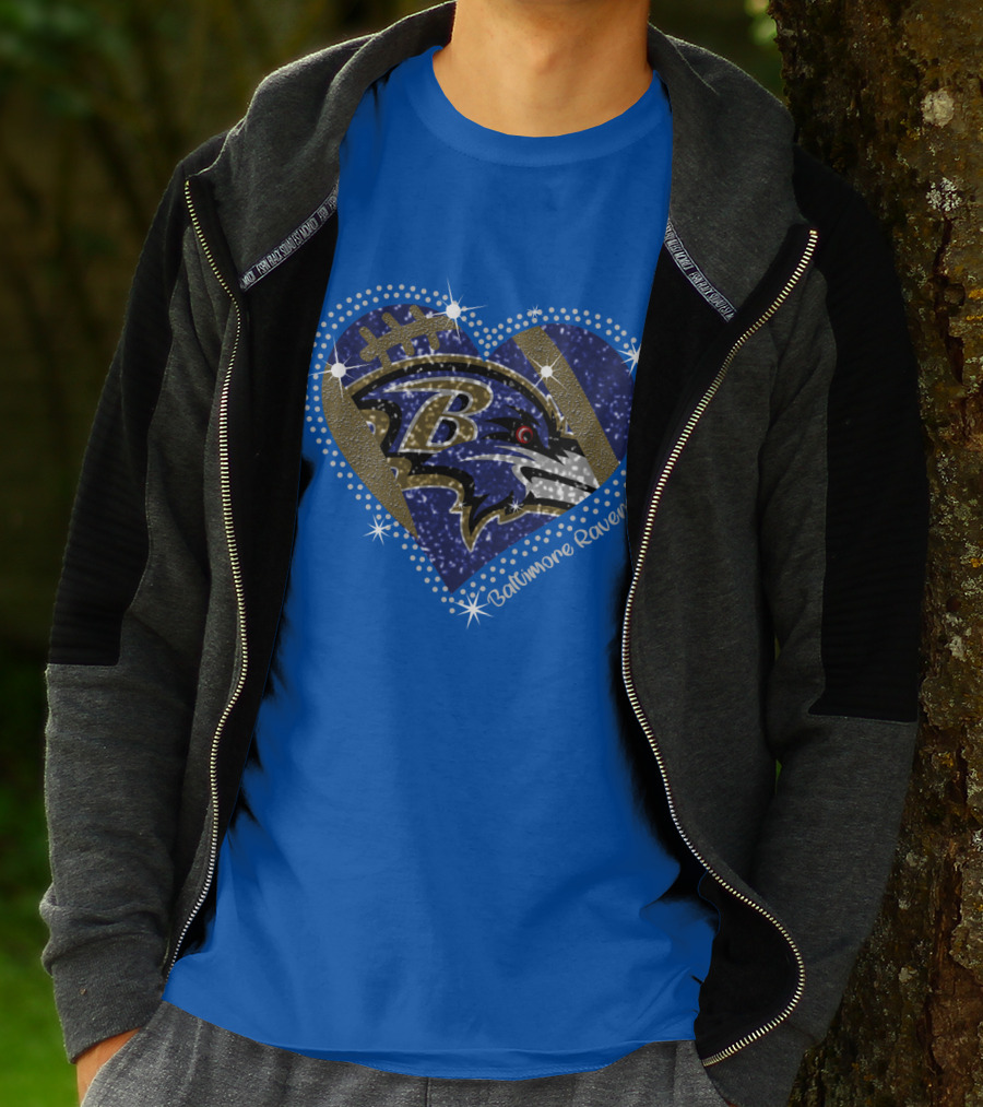 Baltimore Ravens Heart Football T-Shirt