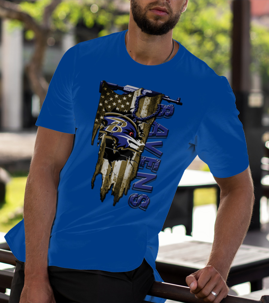 Baltimore Ravens American Flag Chain T-Shirt