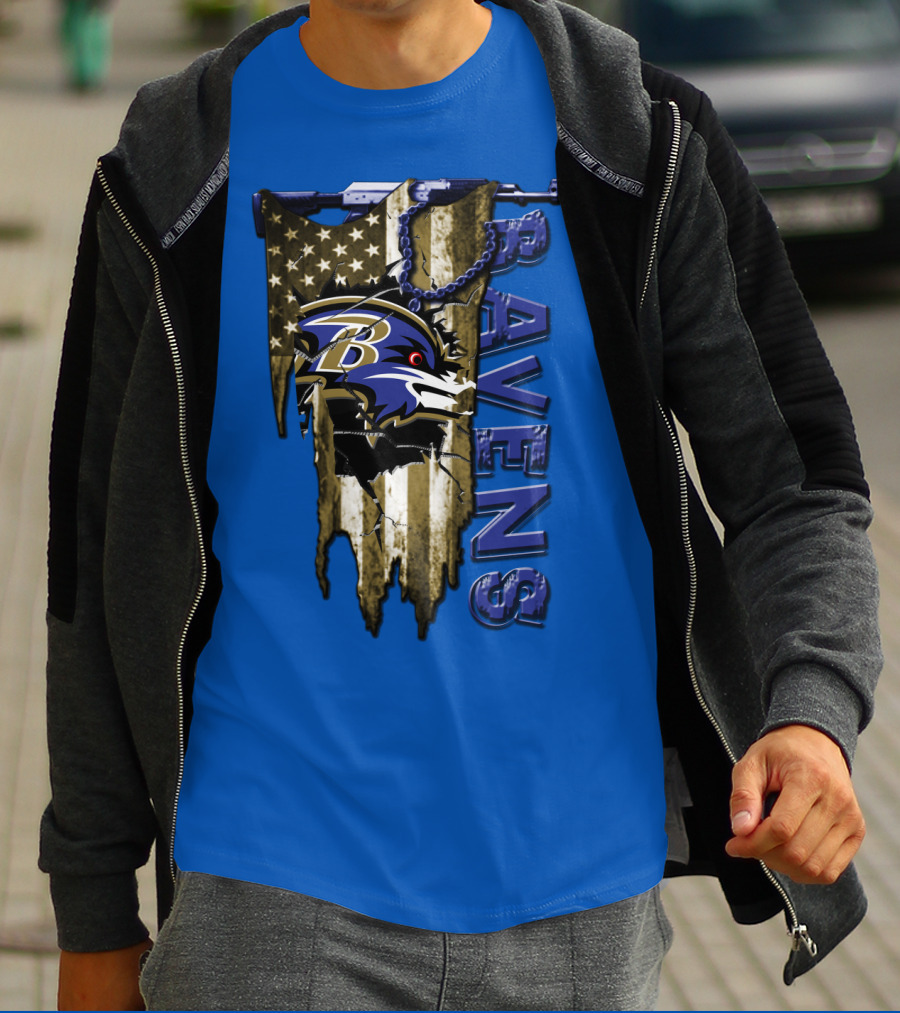 Baltimore Ravens American Flag Chain T-Shirt