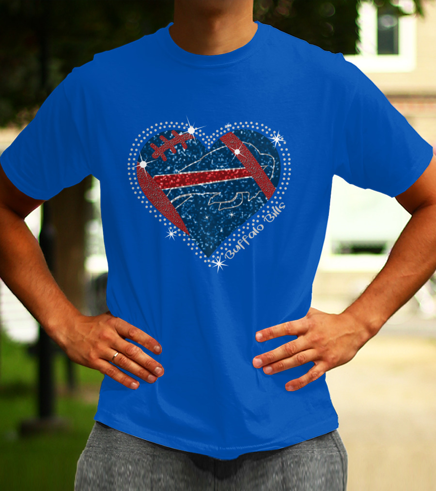 Buffalo Bills Heart Football Sparkle T-Shirt