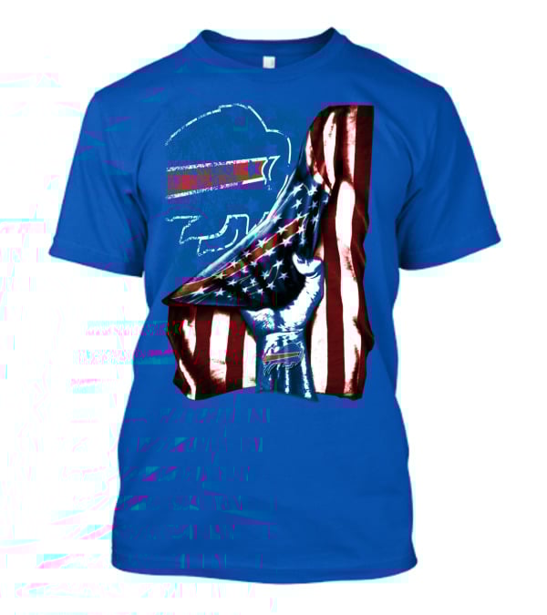 Buffalo Bills Patriotic Flag Fist With Team Logo And Silhouette T-Shirt