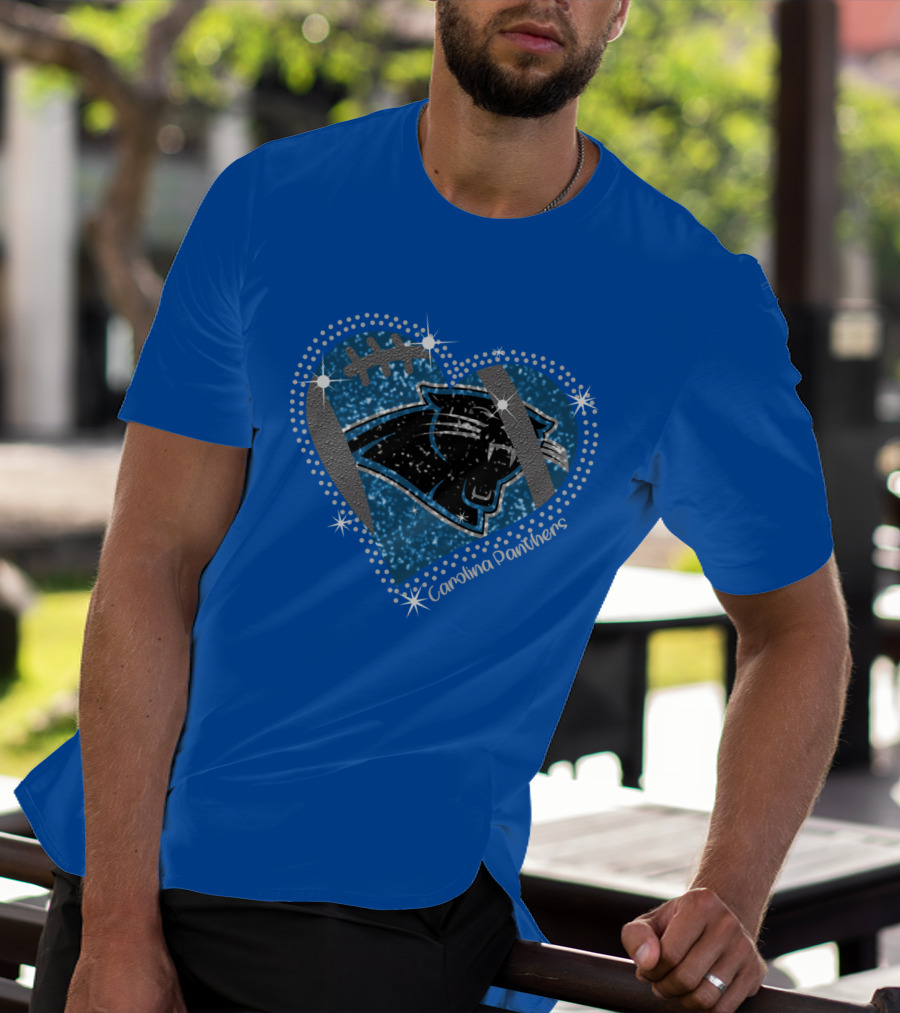 Carolina Panthers Heart Football T-Shirt