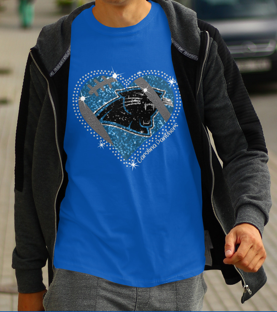 Carolina Panthers Heart Football T-Shirt