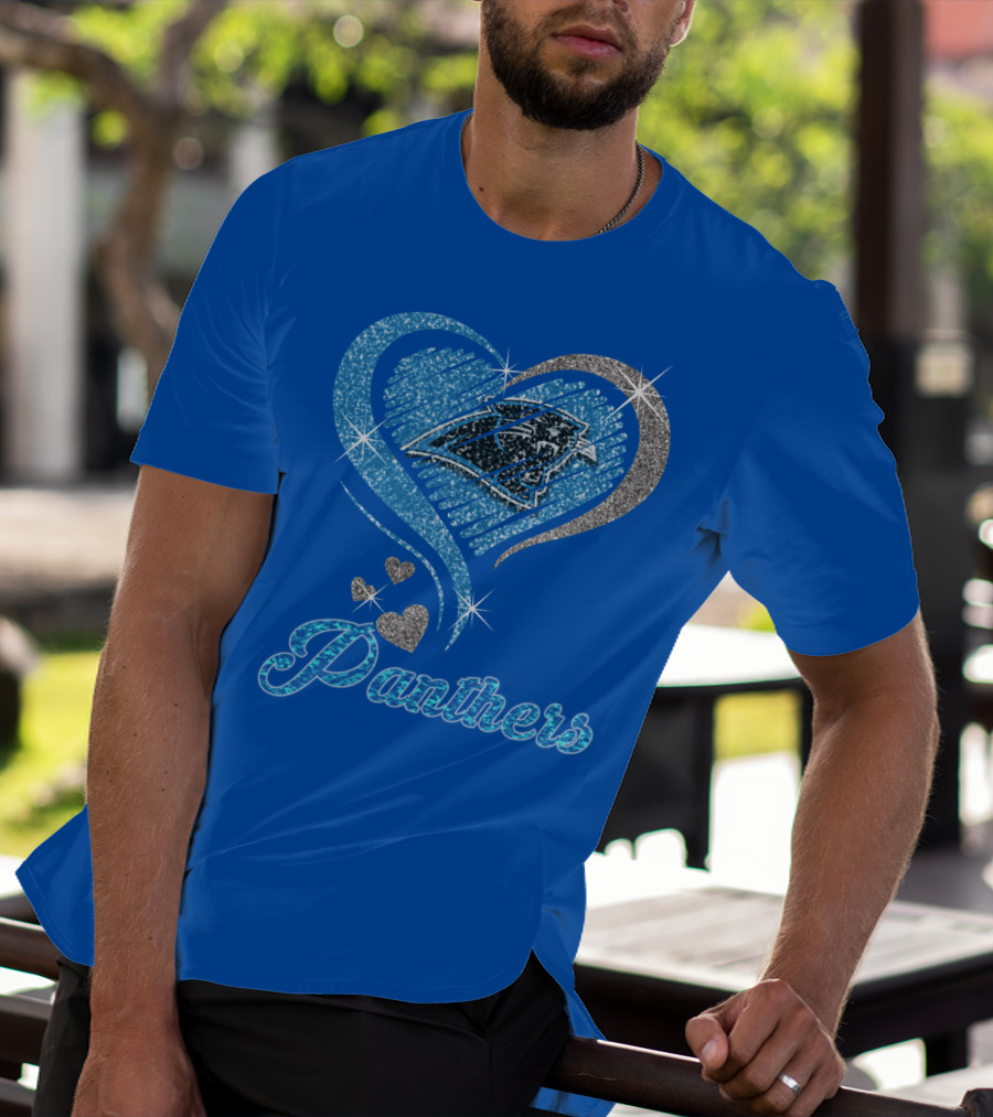 Panthers Heart Silver Blue T-Shirt