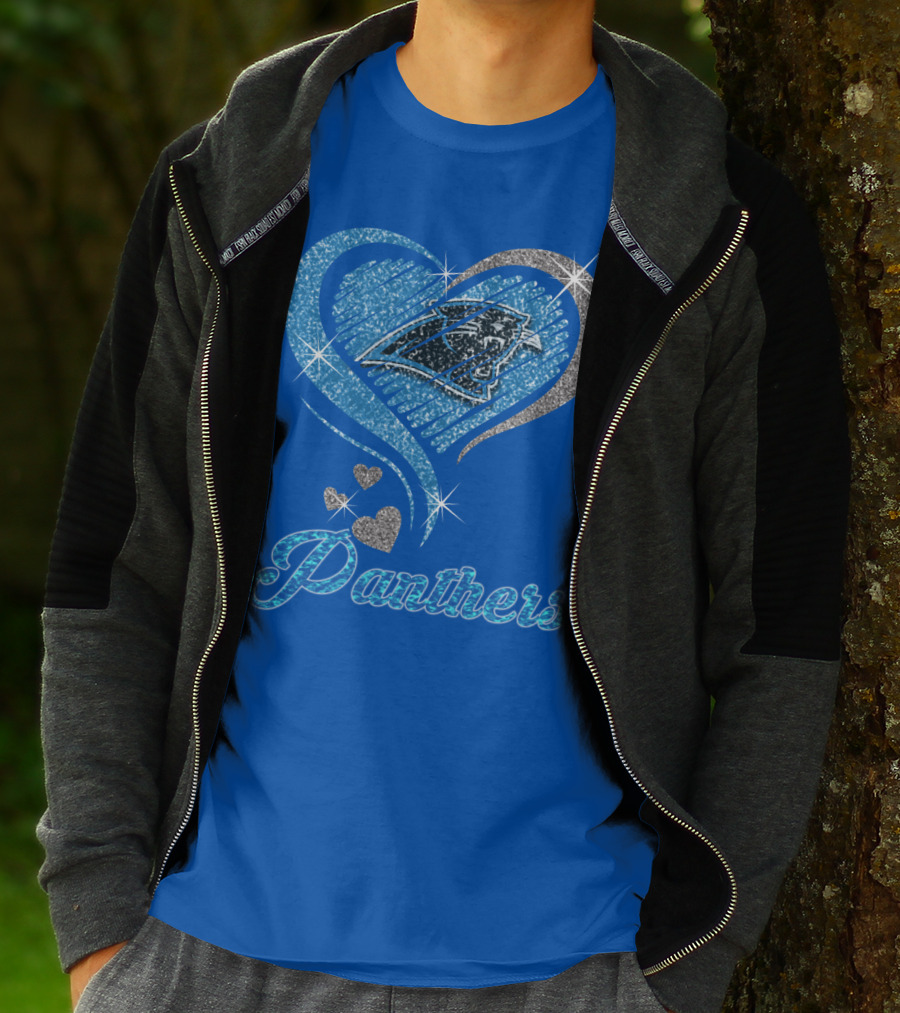 Panthers Heart Silver Blue T-Shirt