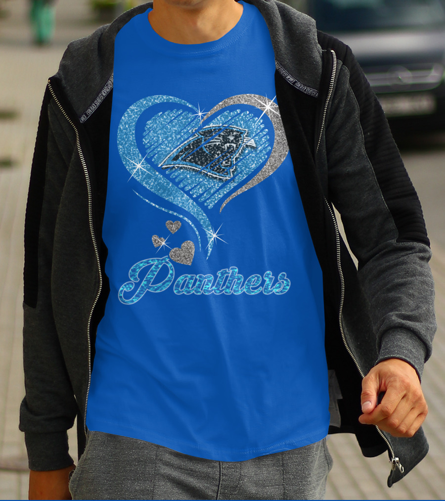 Panthers Heart Silver Blue T-Shirt