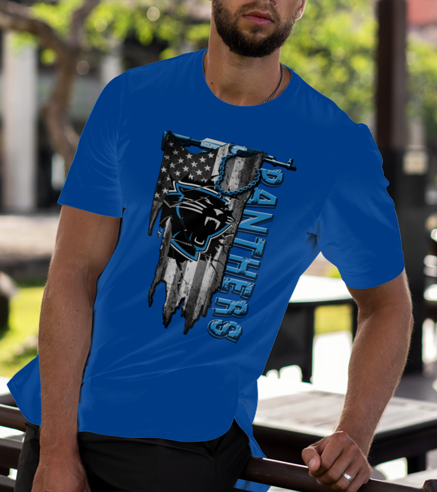 American Flag Carolina Panthers Logo Panthers T-Shirt