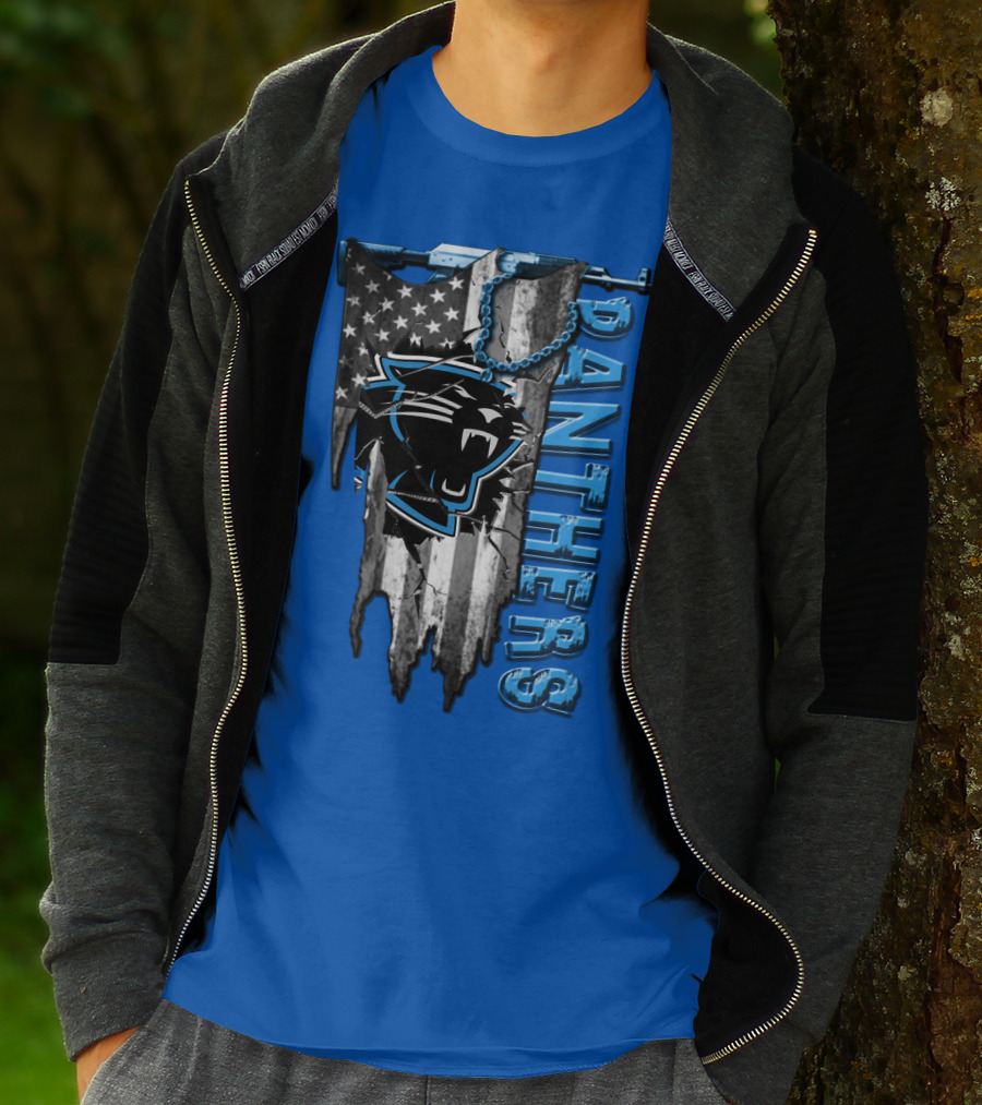 American Flag Carolina Panthers Logo Panthers T-Shirt