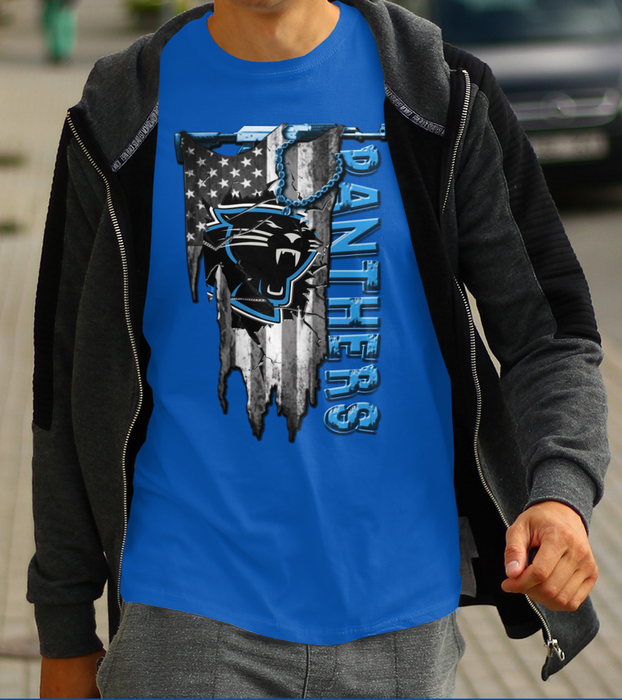 American Flag Carolina Panthers Logo Panthers T-Shirt