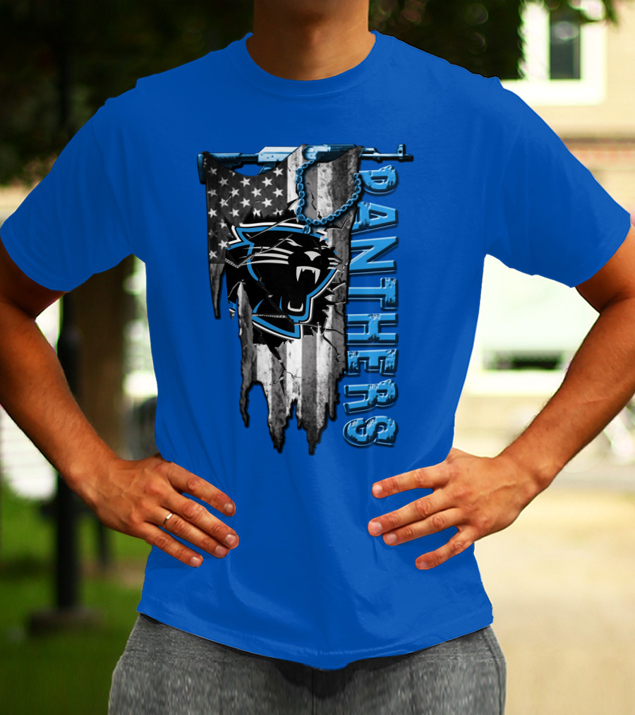 American Flag Carolina Panthers Logo Panthers T-Shirt