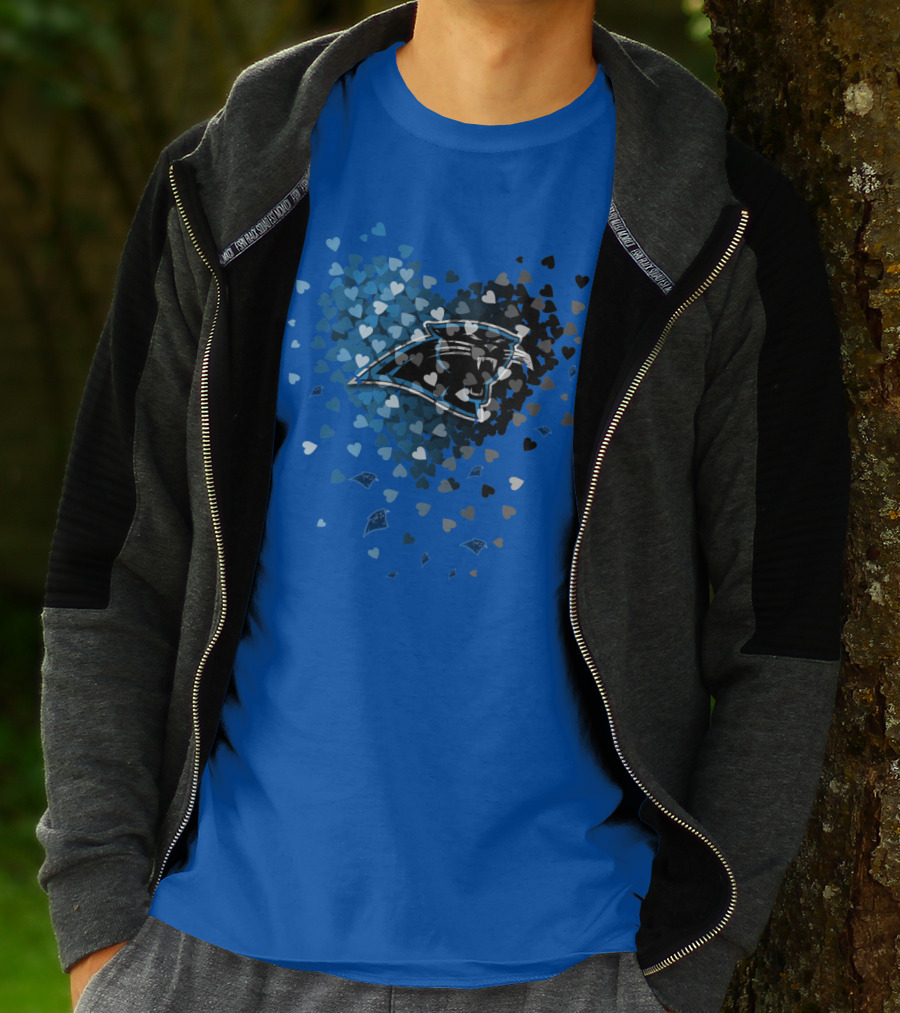 Carolina Panthers Heart-Shaped Blue And Black Logo T-Shirt