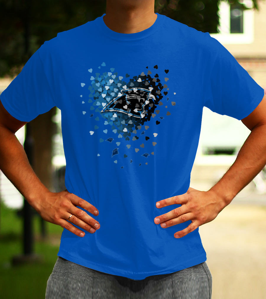 Carolina Panthers Heart-Shaped Blue And Black Logo T-Shirt