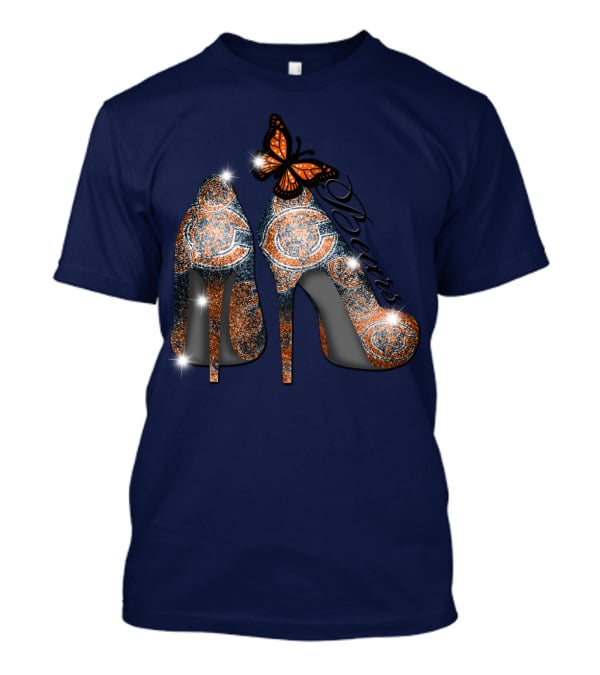 Chicago Bears High Heels Butterfly Sparkle Fashion T-Shirt