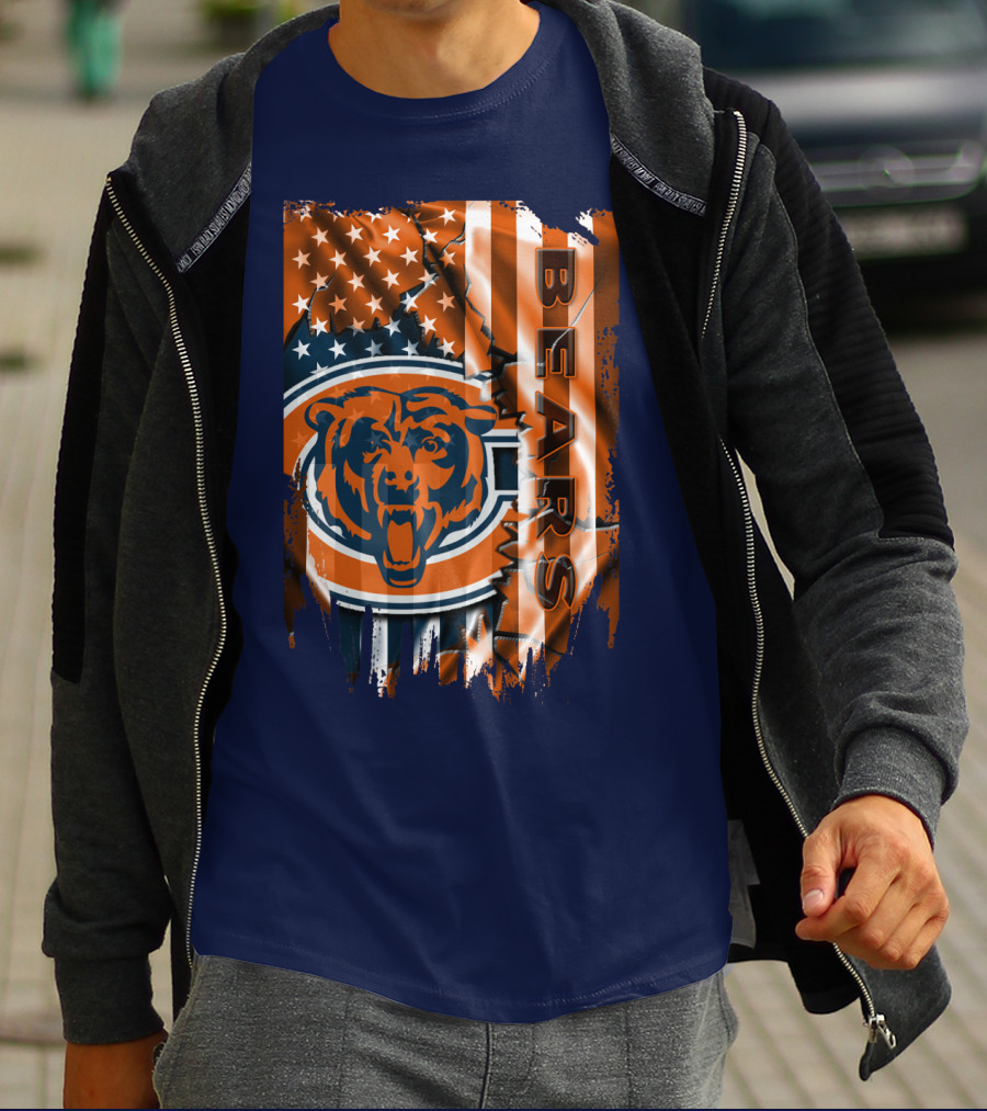 Chicago Bears American Flag Stars And Stripes T-Shirt