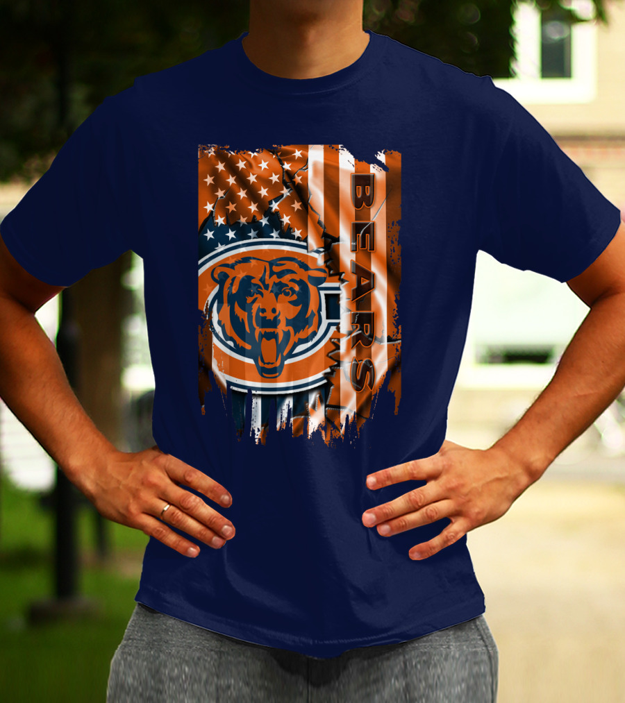 Chicago Bears American Flag Stars And Stripes T-Shirt