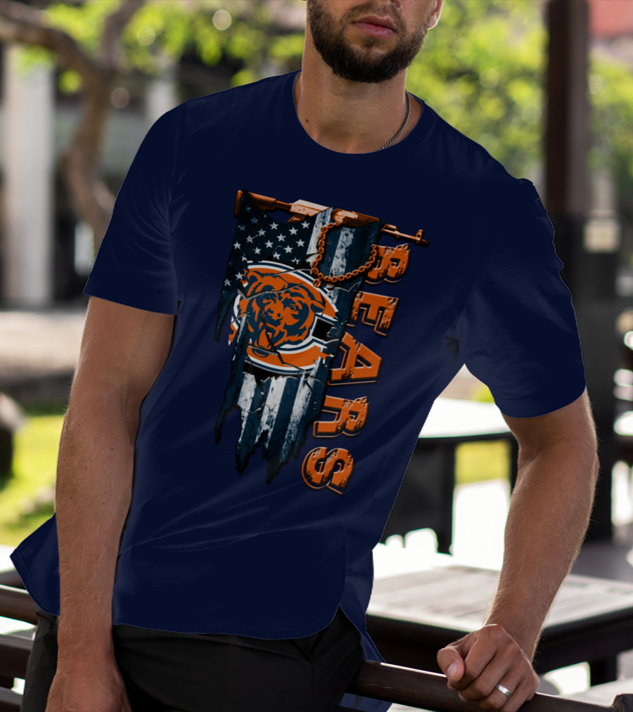 Chicago Bears American Flag Bear T-Shirt