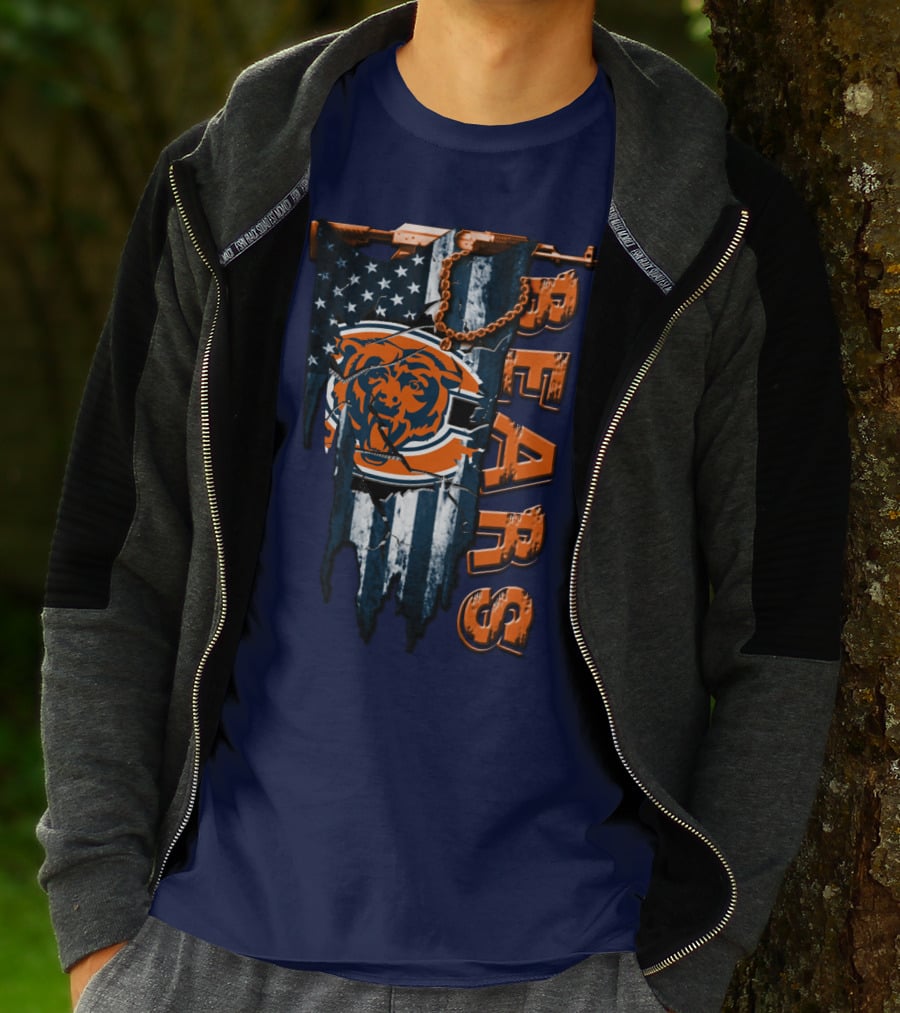 Chicago Bears American Flag Bear T-Shirt