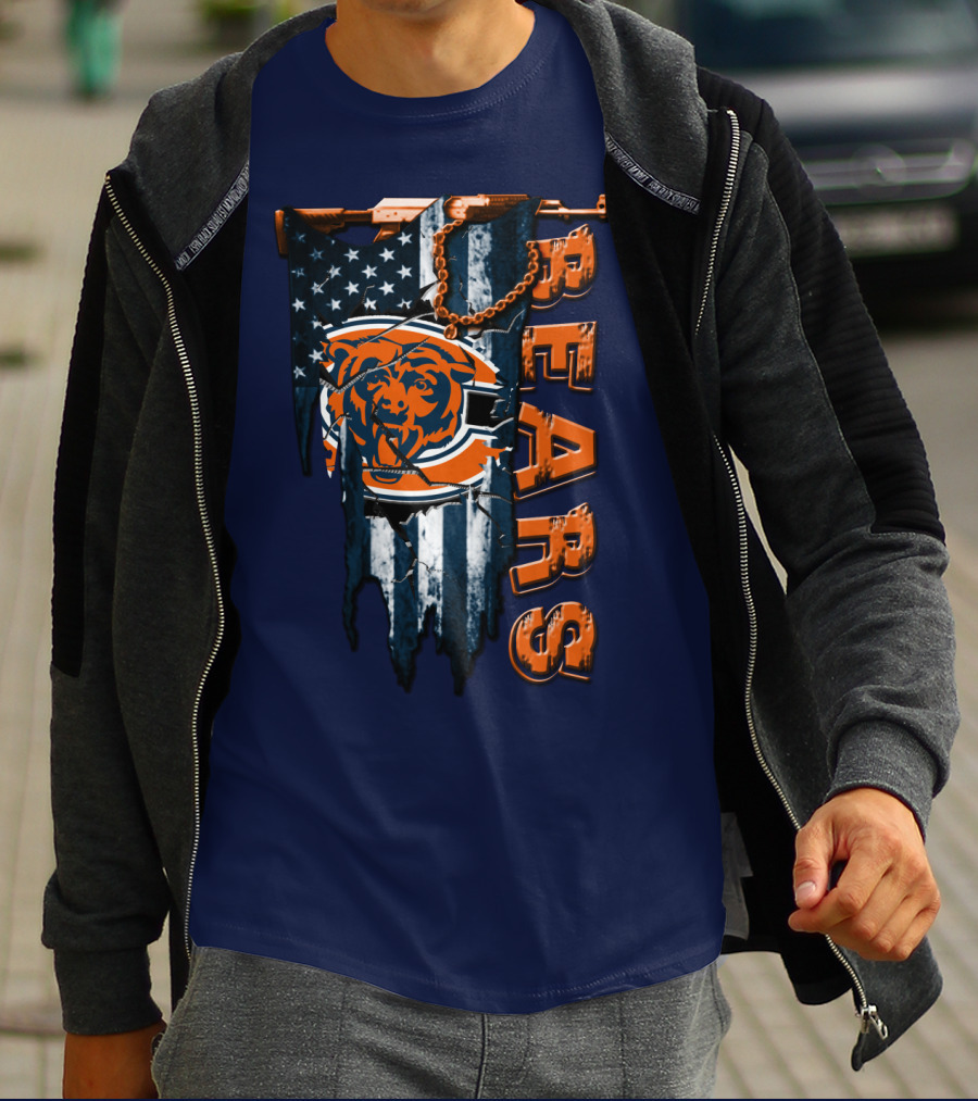 Chicago Bears American Flag Bear T-Shirt