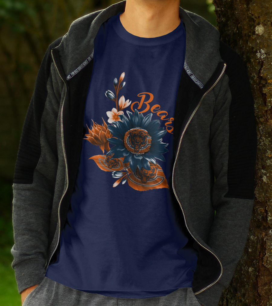 Bears Floral Design With Chicago Bears T-Shirt