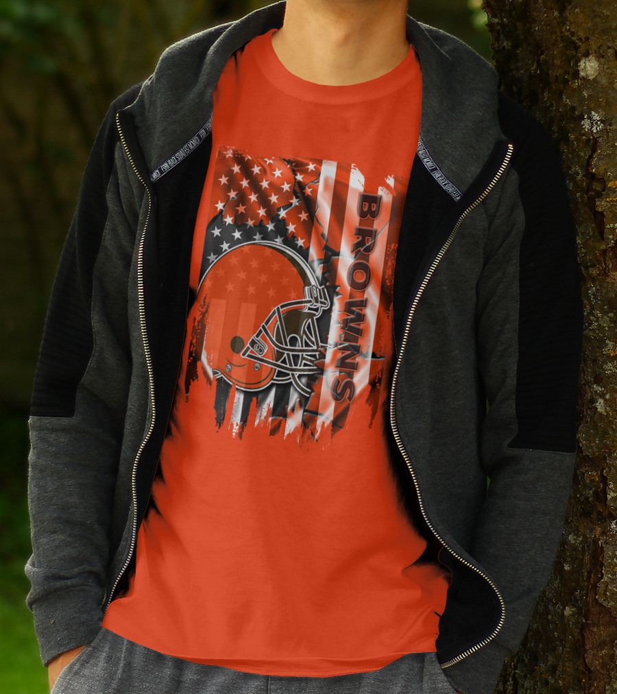 Browns American Flag Helmet T-Shirt