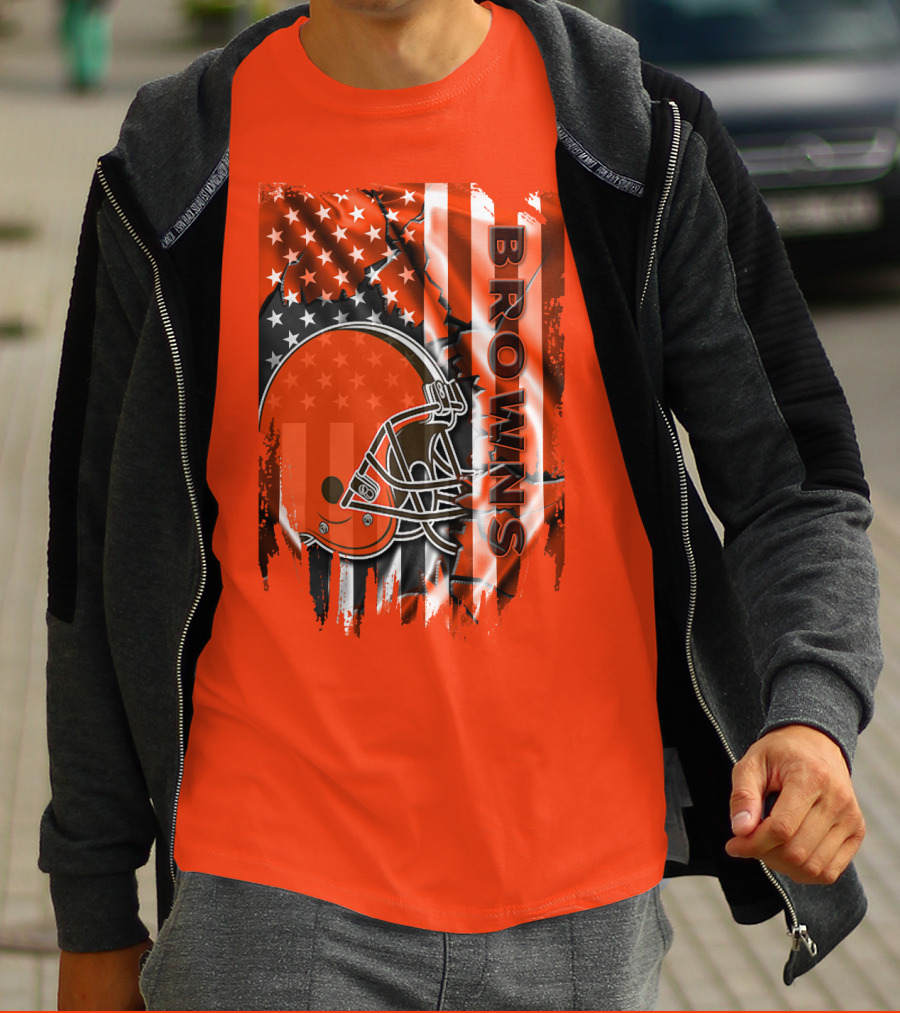 Browns American Flag Helmet T-Shirt