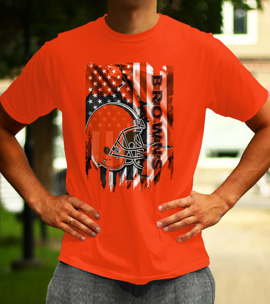 Browns American Flag Helmet T-Shirt
